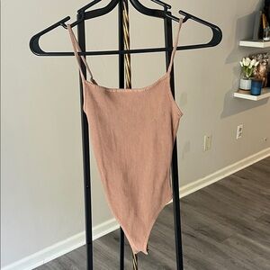 Full Tilt Ribbed Bodysuit in Dusty Pink